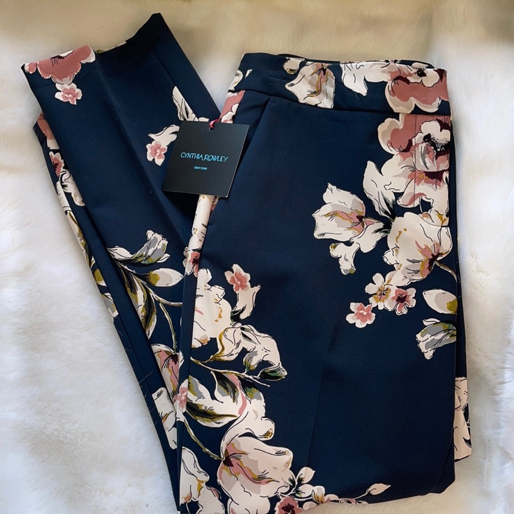 dark blue floral work pants